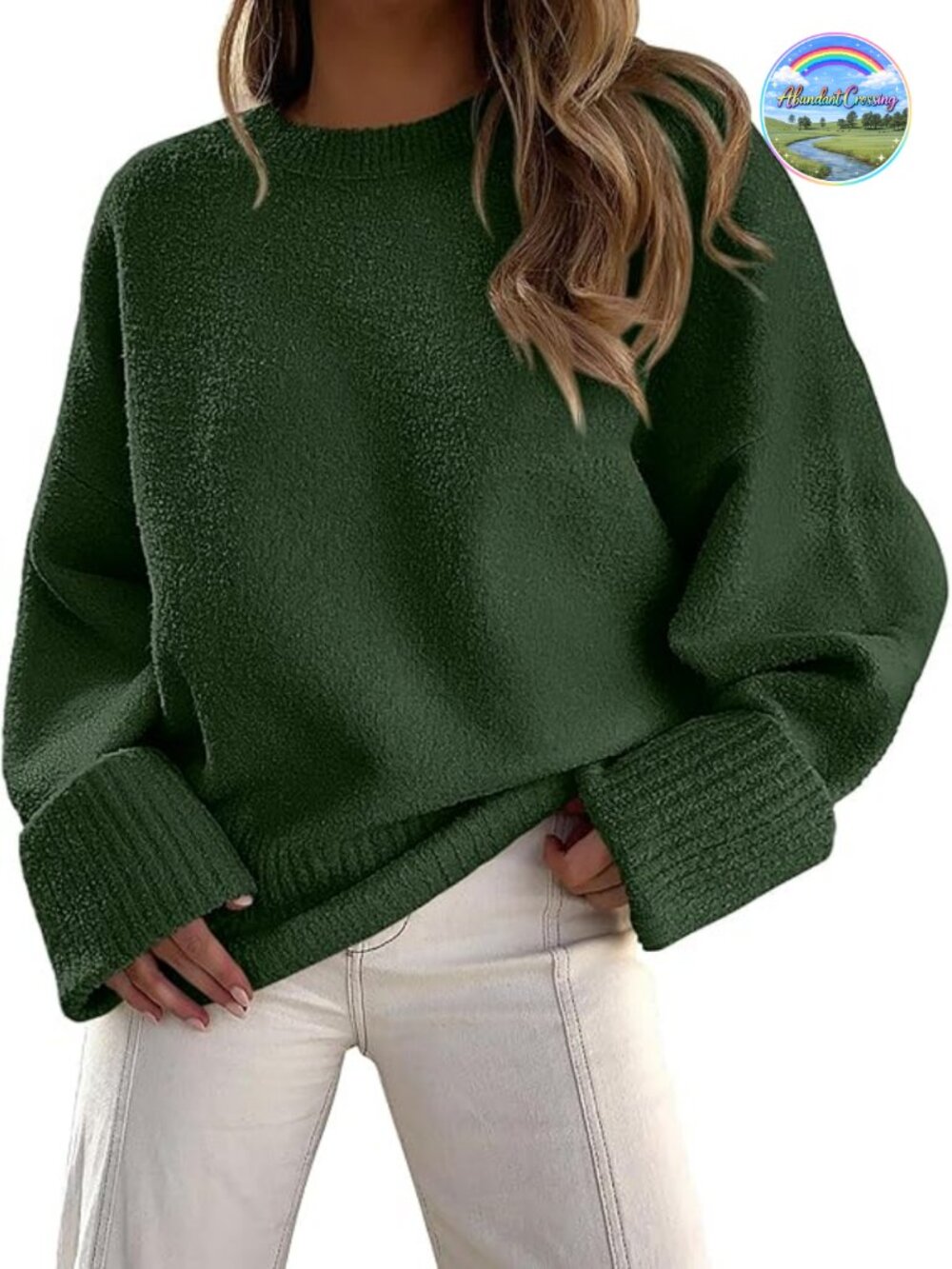 Oversized Fuzzy Chunky Knit Pullover Crewneck Sweater Warm Long Sleeve